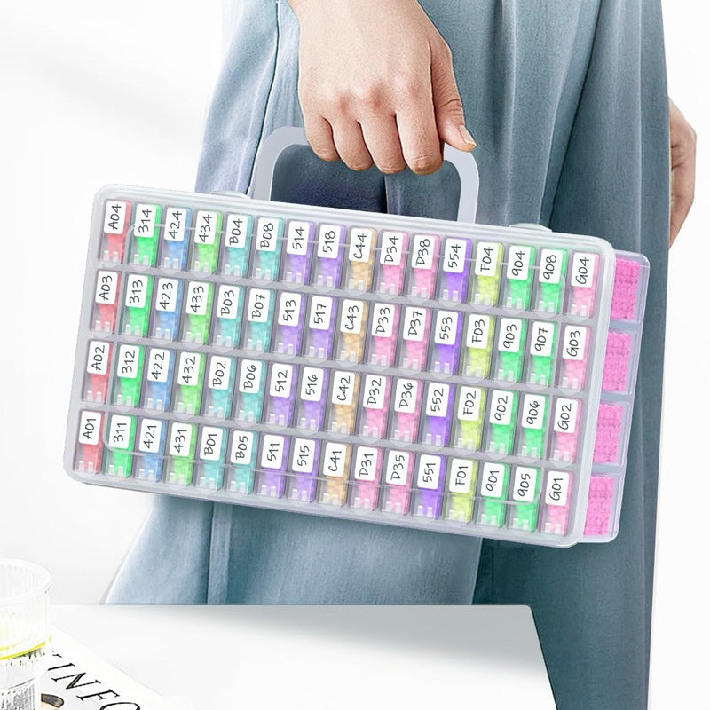 64-Container Bead and Drill Case — supplier lifestyle product photograph; see contents and exclusions