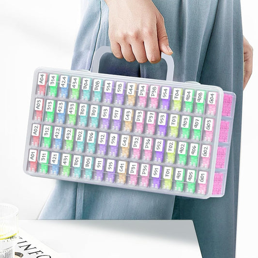 64-Container Bead and Drill Case — supplier lifestyle product photograph; see contents and exclusions