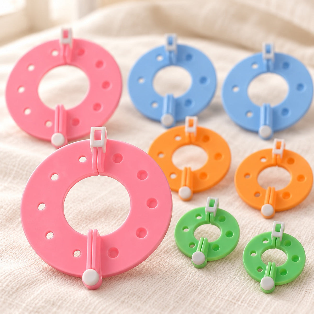 AI-styled: Pom-Pom Maker Set — 4 Sizes — close view of the original product details. Styling props are not included.