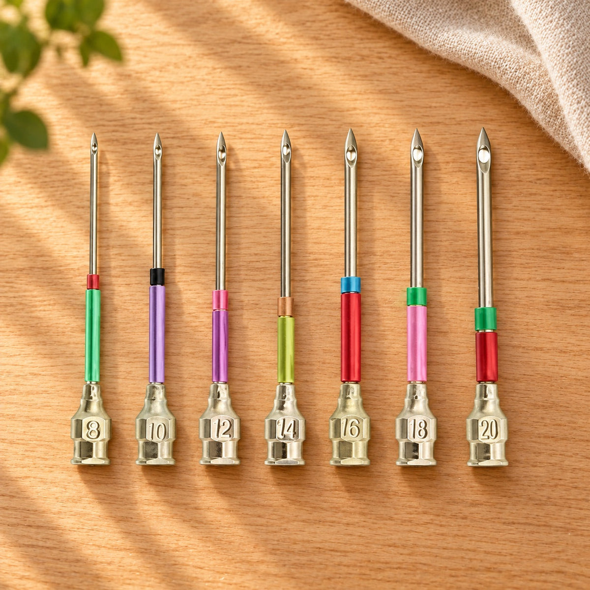 AI-styled: Punch Needle Tool Set on a warm oak worktable. Styling props are not included.
