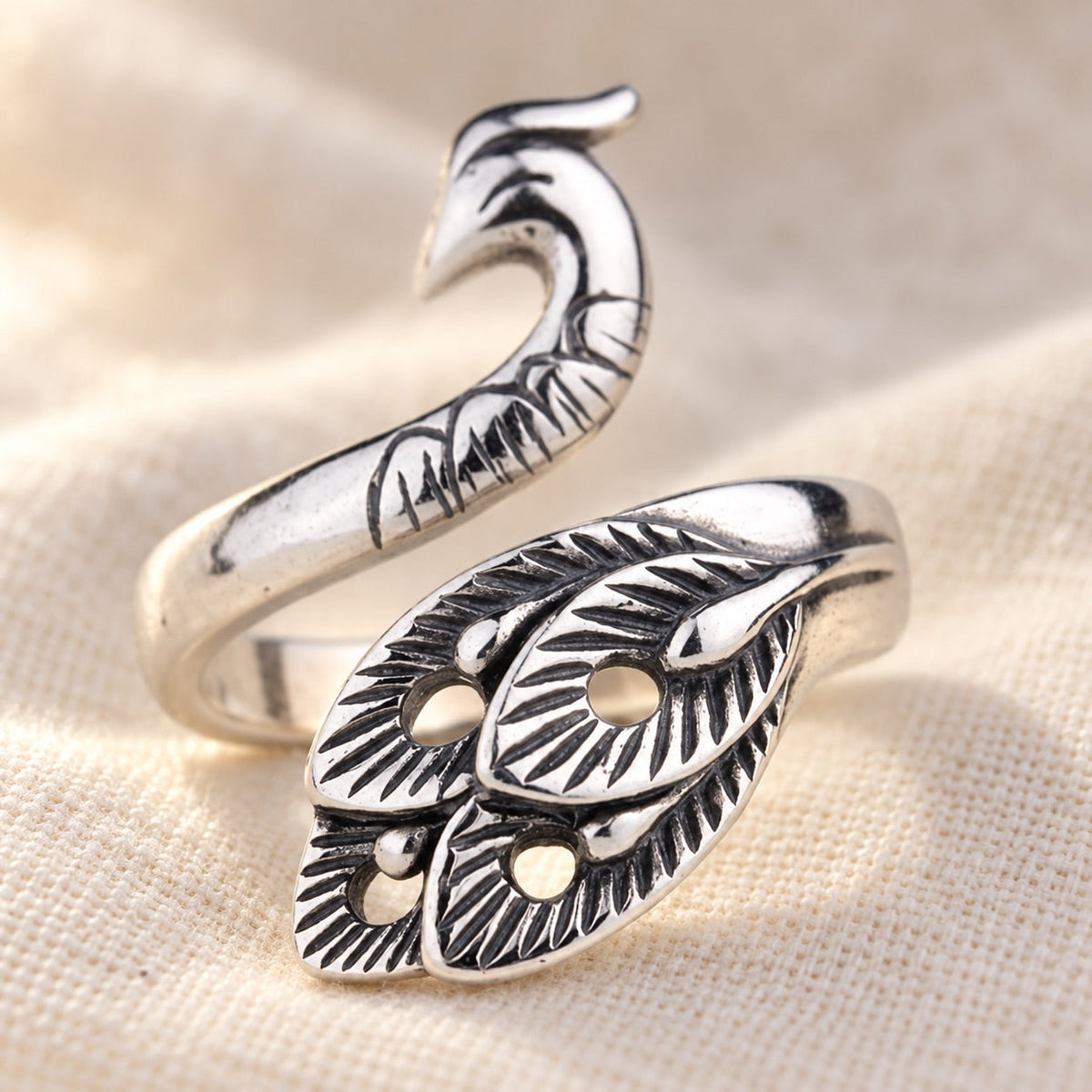 AI-styled: Silver-Tone Yarn Guide Ring — close view of the original product details. Styling props are not included.