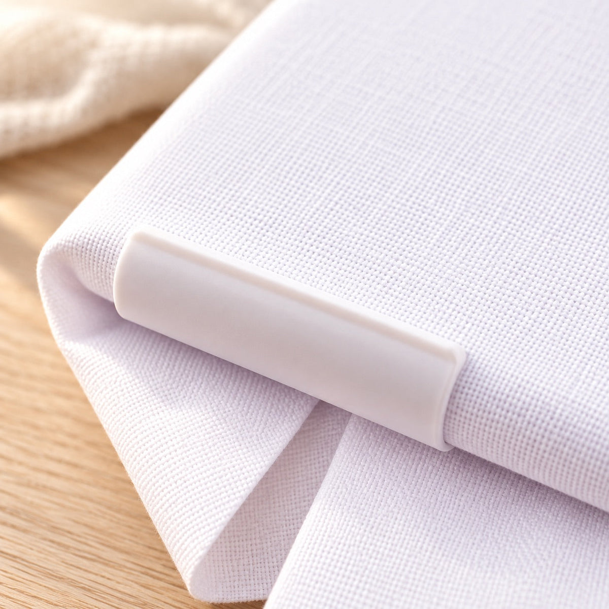 AI-styled: 8-Inch Square Embroidery Frame — close view of the original product details. Styling props are not included.